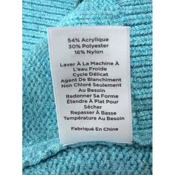 Talbots XL Petite Teal Cable Knit Full-Zip Cardigan Sweater Acrylic Blend - Picture 8 of 8